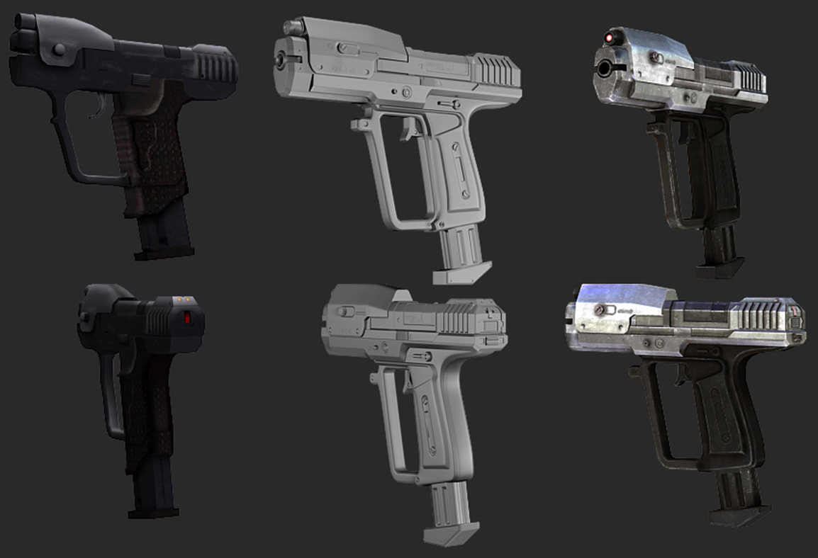 Side-by-side comparisons of the same angle on the original Halo:CE pistol and the mod's pisol.
