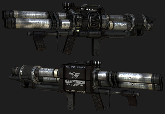 The mod's rcket launcher, textured.