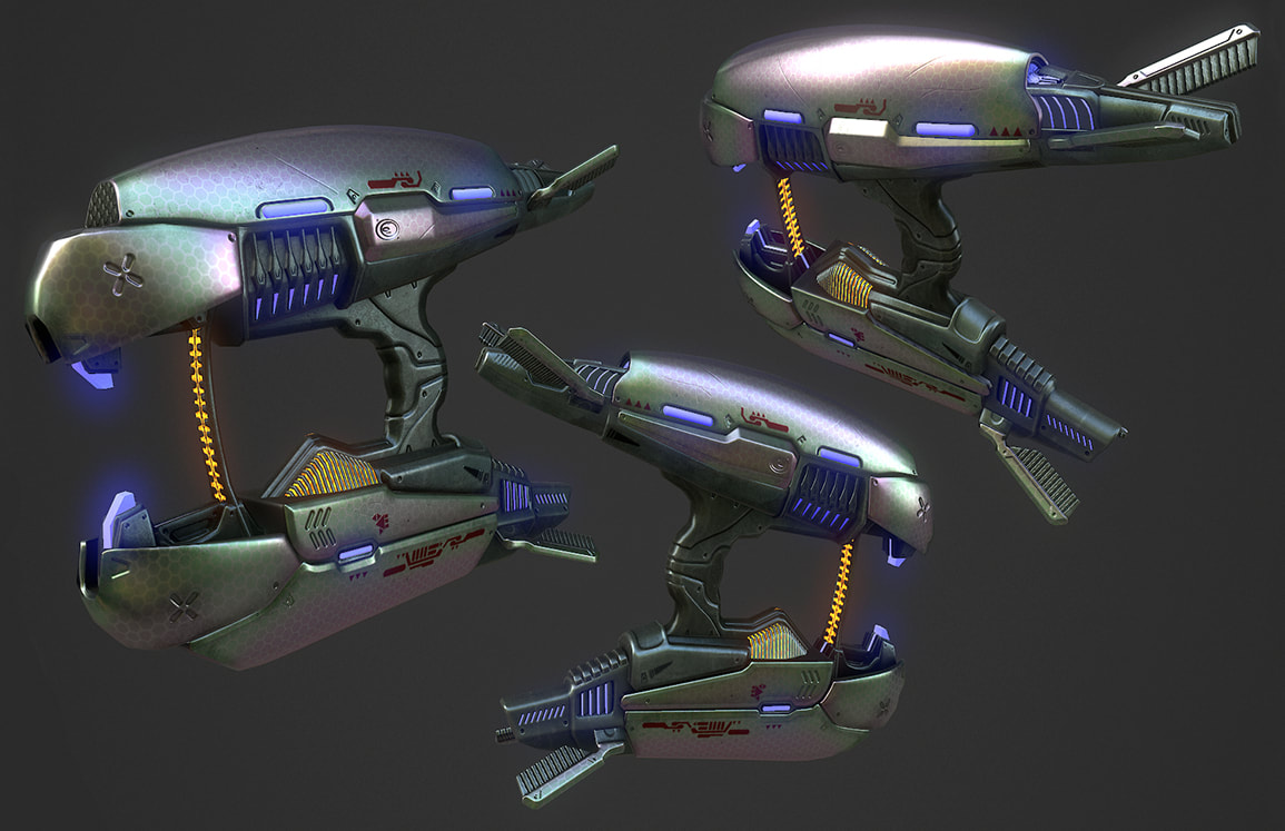 Renders of the final textures Plasma Rifle.