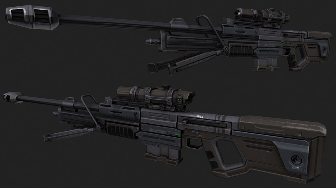 Renders of the completed Sniper Rifle.