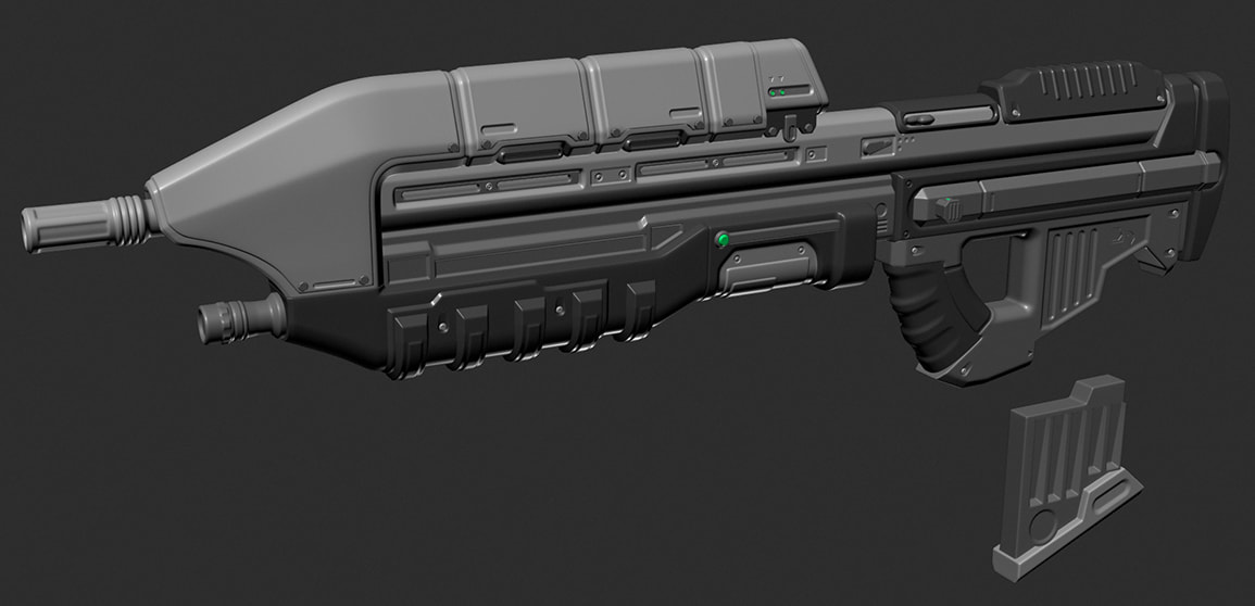An untextured render of the mod's Assault Rifle model.