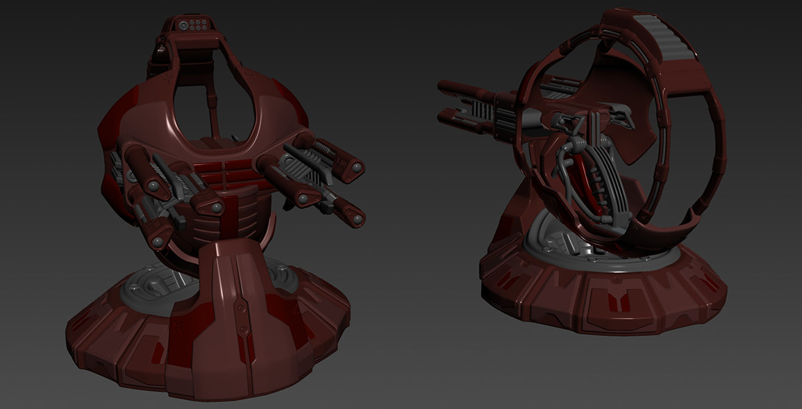 The final high-poly model of the mod's ball-turret Shade.