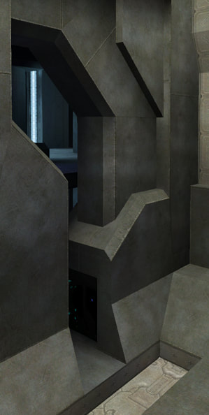 A wall made of complex, interlocking metal in Halo: CE.