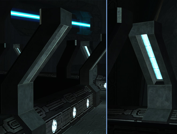A screenshot showing unnatural lighting on an interior structure.