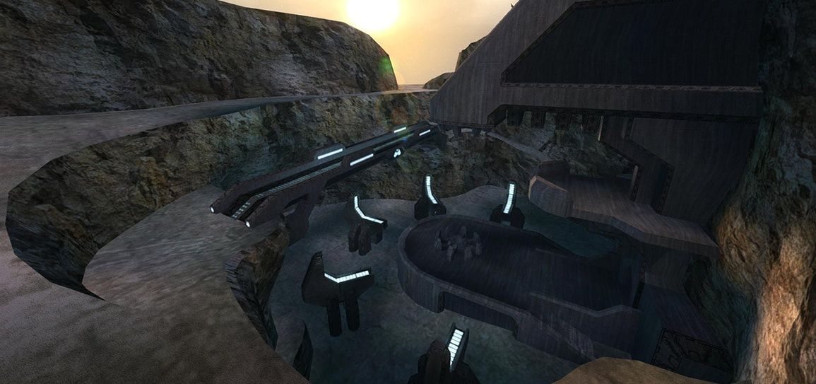 A screenshot of an early version of TSC:E's security pit, showing the same building in a much more complex layout.